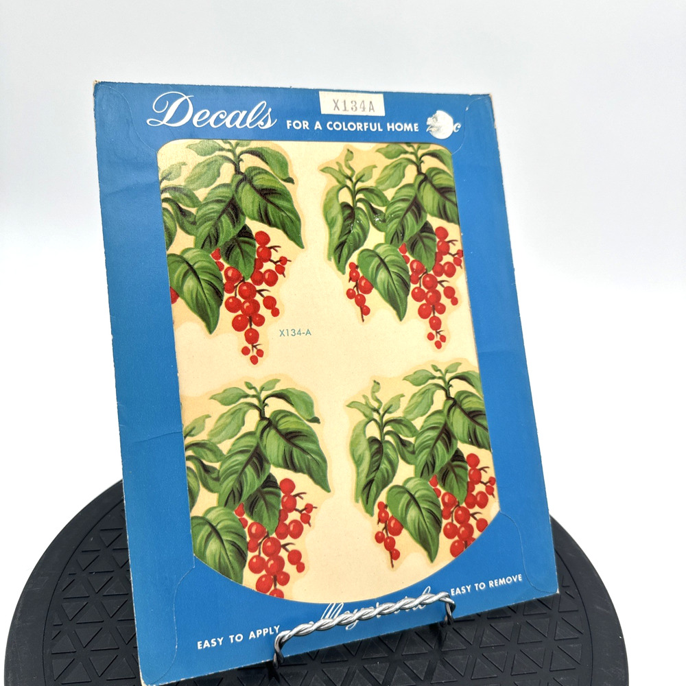 Vintage Mid Century Meyercord Red Hanging Berries, Decals MCM